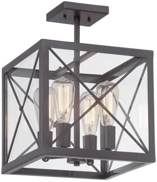 DESIGNERS FOUNTAIN 87311-SB High Line - Four Light Semi-Flush Mount, Satin Bronze Finish with Clear Glass