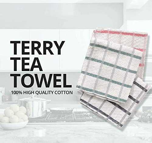 DreamNights Terry Towelling Tea Towels 100% Cotton Terry Tea Towels - Kitchen Towel Super Absorbent and Fast Drying Dish Towels - Machine Washable Dish Cloths, T Towels - 65x40 cm (Pack of 8)