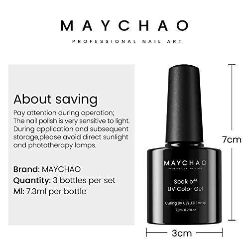 Maychao Gel Nail Polish 3Pcs 7.3Ml Black White Red Gel Polish Soak Off Uv Led Nail Polish Manicure Salon Diy At Home #TOP7