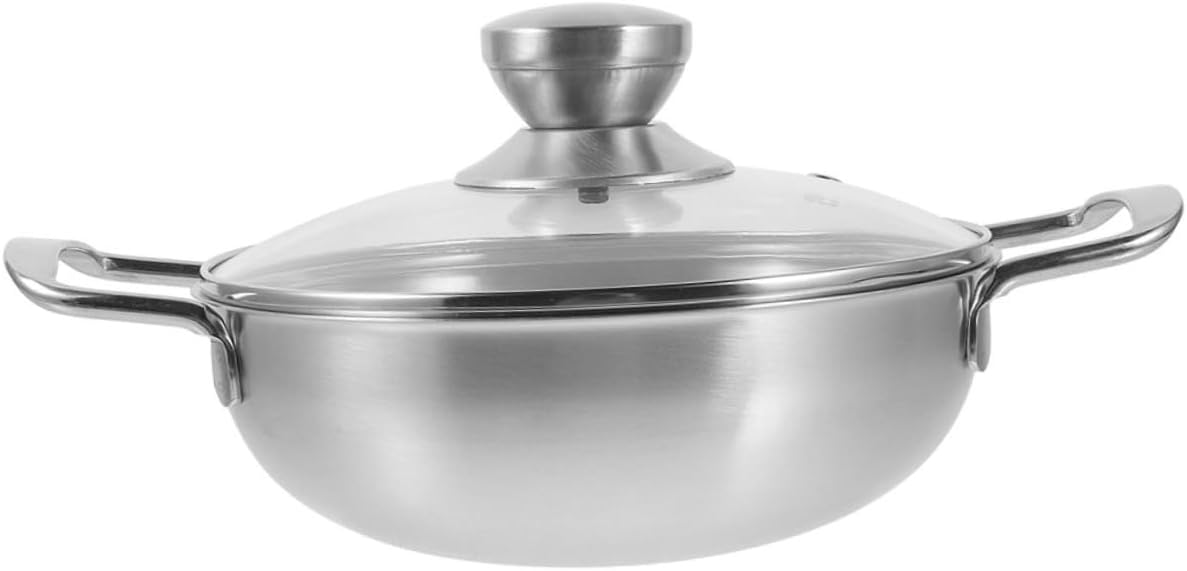 BESPORTBLE 1Set Stainless Steel Wok with Lid Portable Outdoor Cooking Pot for Camping and Picnics Durable Kitchen Accessory for Seafood and Hot Pot