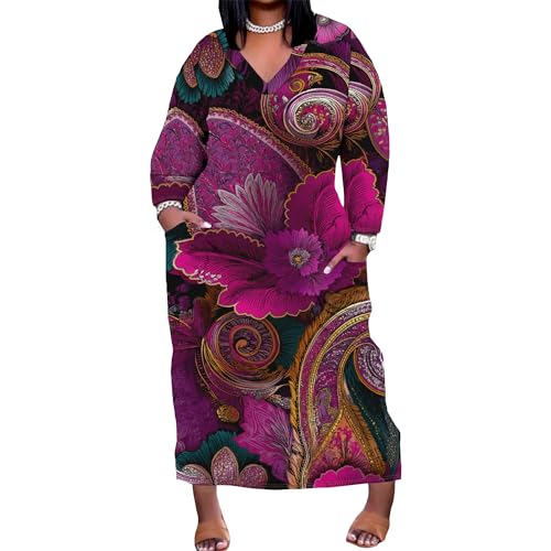 Image of Womens African Dresses Sexy Casual T-Shirt Dresses Long Sleeve Oversized Baggy Summer Sundress
