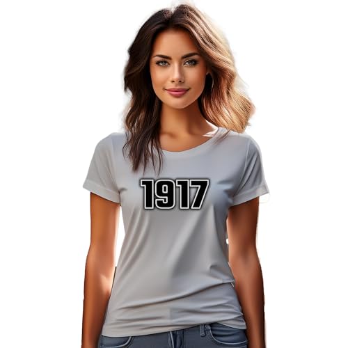 T-shirt 1917 pour femme gris chiné en coton doux retro