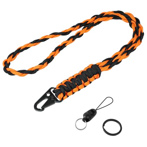 Vicloon Paracord Schlüsselanhänger, Umhängeband Schlüsselband, Paracord Lanyard mit Metall Ring und Adlerschnabelknopf Geflochtenes Lanyard für Schlüssel, Ausweishalter