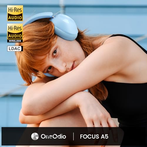 Image of OneOdio Focus A5 Wireless Over-Ear Headphones, Hybrid Active Noise Cancelling, 75H Playtime, Hi-Res LDAC Wireless Audio, Bluetooth 5.4, Built-in Mic for Clear Calls, Low Latency Game Mode