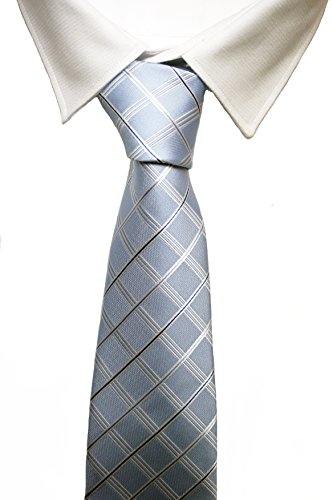 VIZENZO Corbata monocolor azul cuadros