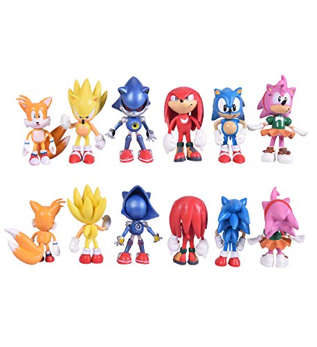 Max Fun Set Of 6Pcs Sonic The Hedgehog Action Figures, 5-7Cm Tall Cake Toppers- Classic Sonic, Amy, Super Sonic, Tails, Metal Sonic, And Knuckles #TOP1