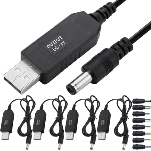 Câble adaptateur USB 5V 2A vers DC 9V 5.5x2.5mm pour ventilateur et lampe de table | Lot de 4