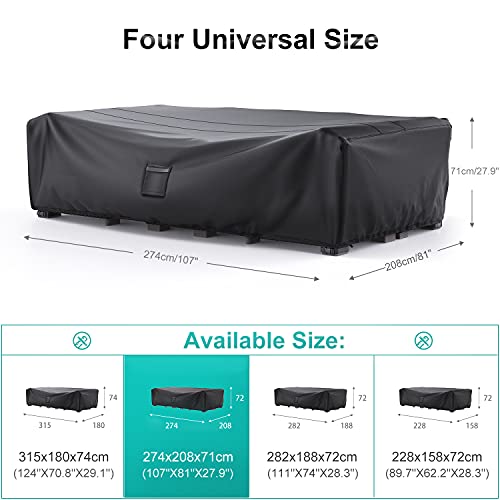 Brosyda Patio Furniture Covers, Heavy Duty 600D Outdoor Furniture Cover Waterproof, Sectional Sofa Set Covers Table And Chair Set Covers 108" L × 82" W × 28" H #TOP1