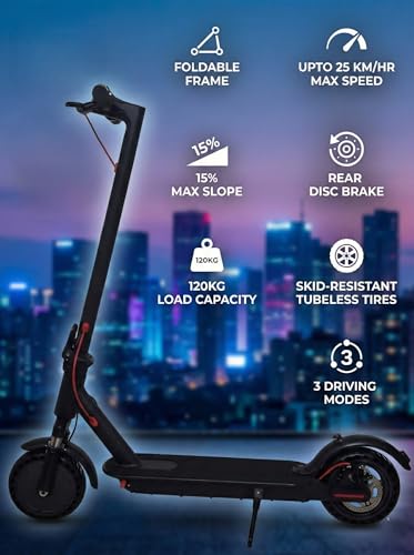 Image of Foldable 2 Wheel High Speed Electric Scooter for Adults-Kids-Youth | Max Speed Upto 25 KmPh | Aluminum Alloy Body | Big 21Cm Wheels | Capacity 150 Kg | Multi Color Edition