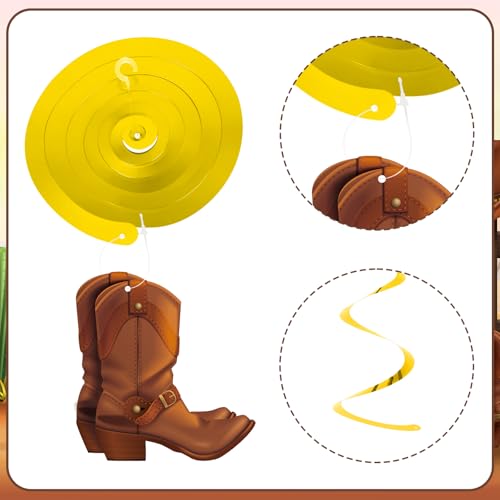 Image of Hooqict Happy Birthday Banner Western Party Decorations Cowboy Banner with Hanging Swirls Ceiling Streamers for Boys Men Western Themed Birthday Decorations Wild West Country Party Supplies