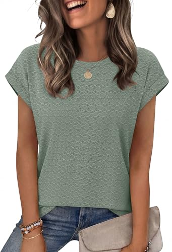 Image of Alaroo Womens Summer Tops Short Sleeve Shirts Crew Neck Tshirt Cute Trendy Tunic Blouses (S-3XL)