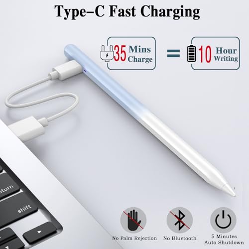 Image of Stylus Pen for Android Tablet,Tablet Pencil for iOS /Android,Rechargeable Active Stylus Pen for iPhone /XiaoMi /Huawei /Vivo /Lenovo /Pixel and Other Android Smartphones and Tablets-Gradient Blue