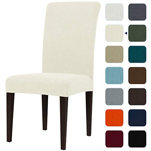 subrtex Funda Sillas Comedor Elasticas Fundas para Sillas Respaldo Alto Forros de Sillas de Comedor Universal (Pack de 2, Marfil)