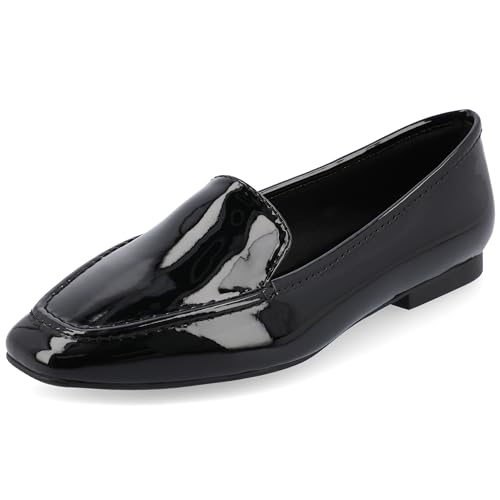 Image of Journee Womens Suede Loafer Flat Square Toe Noticed Topline Padded Block Heel - Tullie Casual Dress Shoe