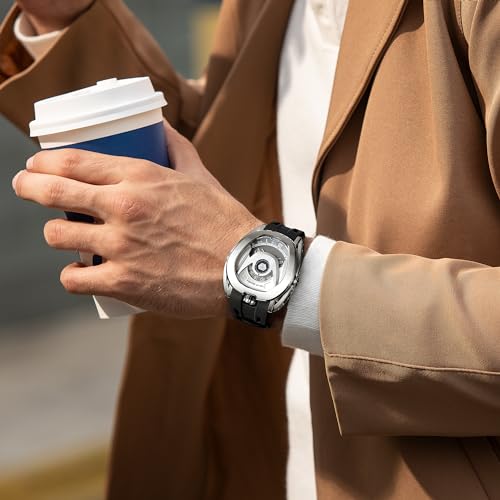 Image of TSAR BOMBA Watches for Men Automatic Watches Stainless Steel Mechanical Mens Watches Japan Movement Viton Strap Men's Wrist Watches Interchangeable 100m Waterproof Luxury Designer Watches Gift for Men