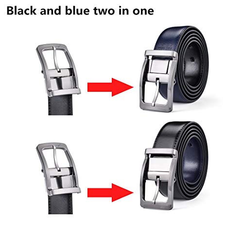 Image of Belts for Men Reversible Leather 1Piece (not 2) 1.25 inch Waist Strap Fashion Dress Buckle Beltox