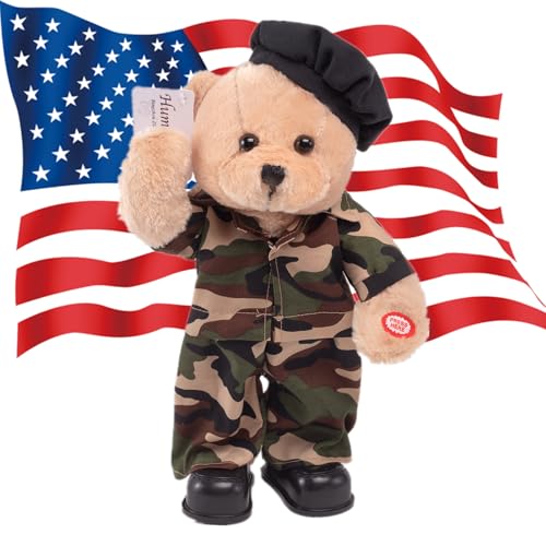 Humor Ted Military Hero Valentine‘s Teddy Bear Stuffed Animals Singing Dancing Teddy Bear Stuffed Animal, US Army Theme Music Plush...