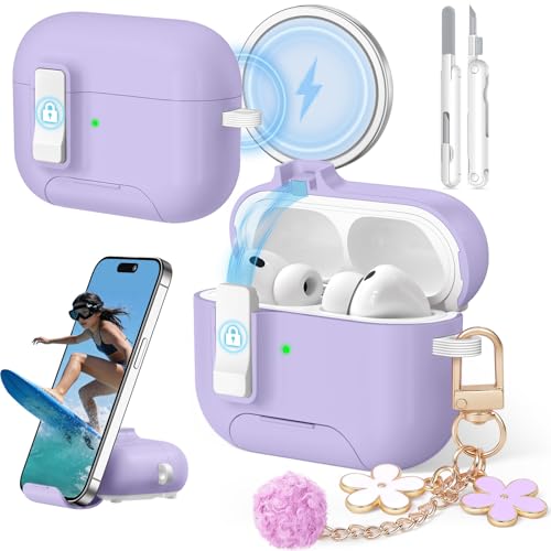 Coque AirPods Pro 3 antichute verrouillage sécurisé anti-perte avec brosse