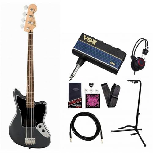 Squier/Affinity Series Jaguar Bass H Laurel FB Black PG Charcoal Frost Metallic ボックスヘッドホンアンプ3付属エレキベース初心者セットR