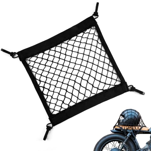 Gepäcknetz Fahrrad Elastisches Fahrradkorb Netz 30x30 cm Motorrad Netzbeutel mit Gummizug und 4 Haken Aufbewahrungsnetz für Elektroroller E-Bike Fahrrad Motorcycle