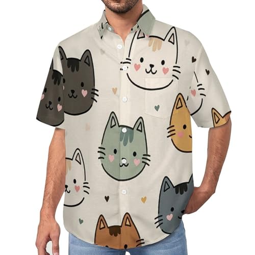 Chemise de plage décontractée chat pour homme idéale pour les vacances