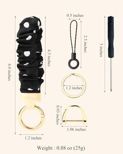 Image of WEESMILE Scrunchie Keychain Wristlet for Car Key Chain with D Key Ring