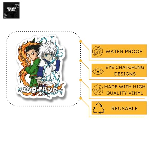Image of Hunter x Hunter Anime Pack of 25 Stickers (Plastic, Metal, Wood) Perfect for Laptops /Mobile /Guitar etc.
