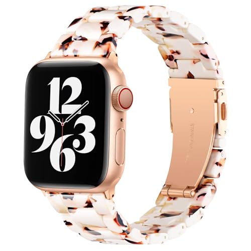 Bestig Resin Band Compatible with Apple Watch Bands for Women 40mm 38mm 41mm 42mm 44mm 45mm 46mm 49mm Lightweight Waterproof Strap for iWatch Series 11 10 9 8 7 6 5 4 3 2 1 SE Ultra Men(Nougat White)
