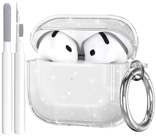 OTOPO for Airpods 4 Case Clear with Cleaning Kit 2024 Soft TPU Transparent Apple AirPods 4th Generation Protective Cover Skin Women Men for iPod 4 Case Glitter Clear