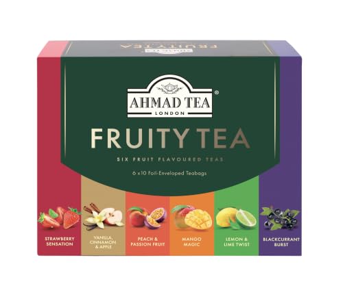 Ahmad Tea Gifts | Fruit Tea Selection Pack | Black Fruit teas | Perfect tea gift | 60 Teabag Sachets | 6 Flavours
