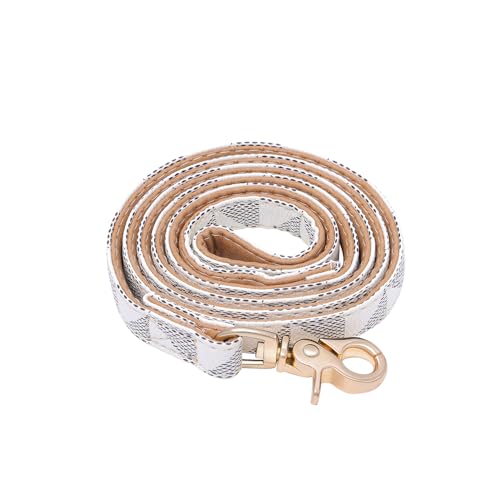 Viwind Hundehalsband Leder Verstellbares Leine Set 1.5/2cm Weiches Leder Geeignet für Katzen und Hunde (Weiß -Leine, 2cm-120cm)