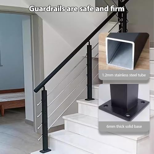 Garde-corps escalier rampe avec support épaissi pivotant 270° pour extérieur Nero 85cm