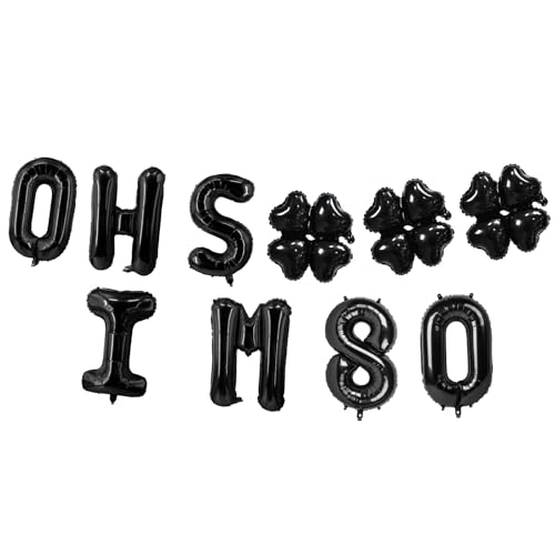 Image of Oh I'm 80! Latex Balloons 16 Inch Black Hallo Twenty Five Cheers to 80 Years Old Theme Decor for Man Woman Happy 80th Birthday Party Photo Studio Prop Flag Decorations Favors Supplies