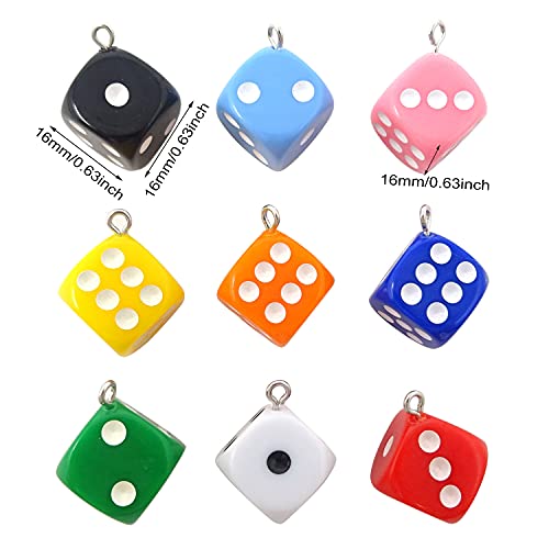 Honbay 22Pcs Acrylic 3D Dice Charms Pendant Cube Square Dice Charms For Earring Bracelet Necklace Keychain Jewelry Making (11 Color, 16Mm) #TOP1