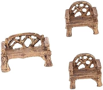 GANAZONO 3 Pieces Mini Garden Furniture Set Bench and Chairs Decoration Micro Landscape Outdoor Resistant for Bonsai and Flower Pots GANAZONO 3 Pieces Mini Garden Furniture Set Bench and Chairs Decoration Micro Landscape Outdoor Resistant for Bonsai and Flower Pots