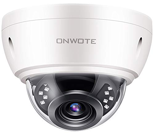 ONWOTE 【Audio 5MP HD IP POE Security Camera Outdoor Dome, 5 Megapixels 2592x 1944P Super HD Vandalproof Camera, 100ft IR, 90° Viewing Angle, IP66 Weatherproof, Remote Access, Motion Alert