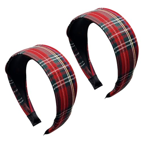 UNVOJL Lot de 2 bandeaux en tissu tartan vintage Alice pour femmes et filles Accessoires de cheveux