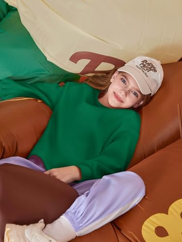 Image of Haloumoning Girls Oversized Crewneck Sweatshirts Kids Fleece Pullover Tops