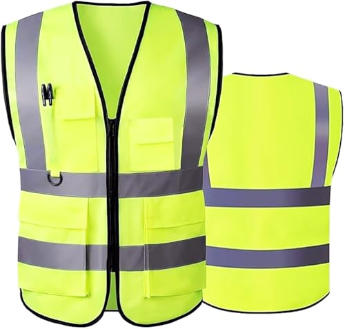 Royal Apex High Visibility Reflective Safety Vest Waist Coat Jacket Workwear Executive Zip 2 Band Security Mobile Phone Pocket ID Holder