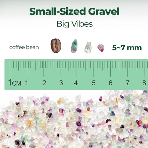 Image of T4U Crystal Chips Stone Crushed Quartz Glass 2LB - Fluorite Tumbled Gravel Small Decorative Pebbles Bulk, Mini Polished Rocks Pieces for Crafts, Vases Filler, Succulent Plants, Aquarium Gravel Rocks