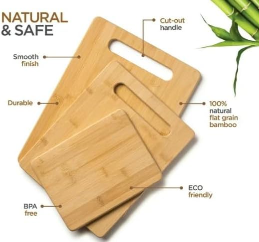 Bamboo Cutting Board 12x8 Eco-Friendly Wooden Cutting Board for Kitchen, Durable Knife-Friendly Chopping Board for Meat, Vegetables & Cheese, Small Serving Board for Home & Gifts