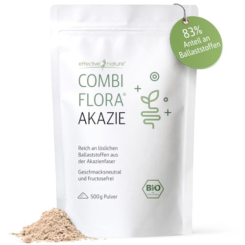 Akazienfaser Pulver Bio - 500 g - 80% Ballaststoffanteil - 50 Tage Vorrat - Bio-zertifiziert & Natürlich rein - Ohne Zusätze