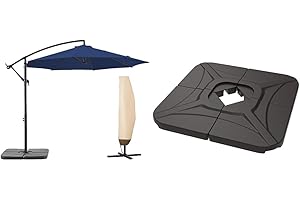 BLUU Patio Umbrella 10' Hanging Offset with Fade-Resistant Canopy and Compact Wikiwiki Base