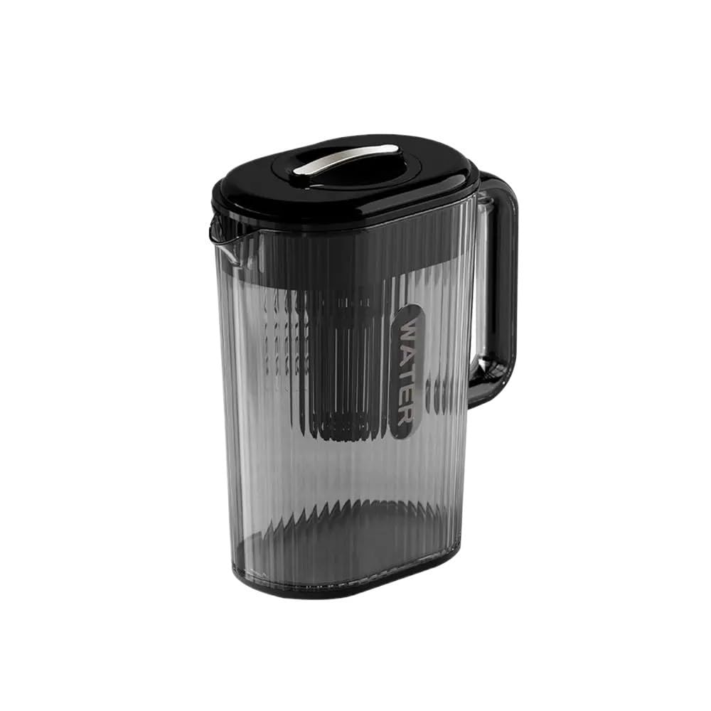 Dzban na wodę Duży dzbanek na wodę z pokrywką i dzióbkiem Butelka na napoje Plastikowe pojemniki na zimną herbatę Dzbanek Lodówka Mrożony napój Czajnik Szklany garnek(Czarny)