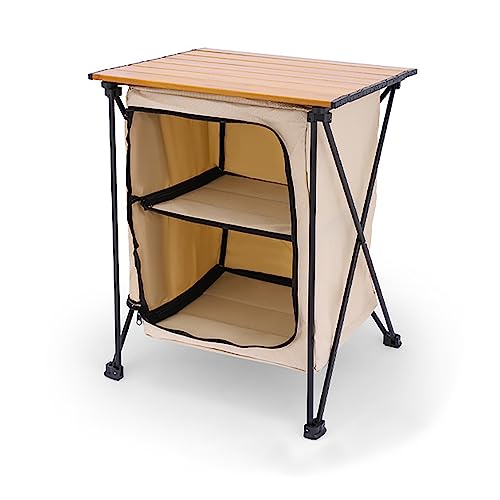 FVTVHEV Campingschrank Faltbar für Zelt und Wohnmobil,Campingregal mit Tischaufsatz,Campingmöbel,40x40x58CM,Aufbewahrung von Kleidung,Lebensmitteln,Kochutensilien,Campingzubehör C