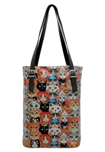 DOGO Bolsos de hombro de cuero vegano hechos a mano para mujer, bolsos de mano con varios diseños para mujer, elección elegante y de moda, Público de gatos, Standard DOGO Bolsos de hombro de cuero vegano hechos a mano para mujer, bolsos de mano con varios diseños para mujer, elección elegante y de moda, Público de gatos, Standard