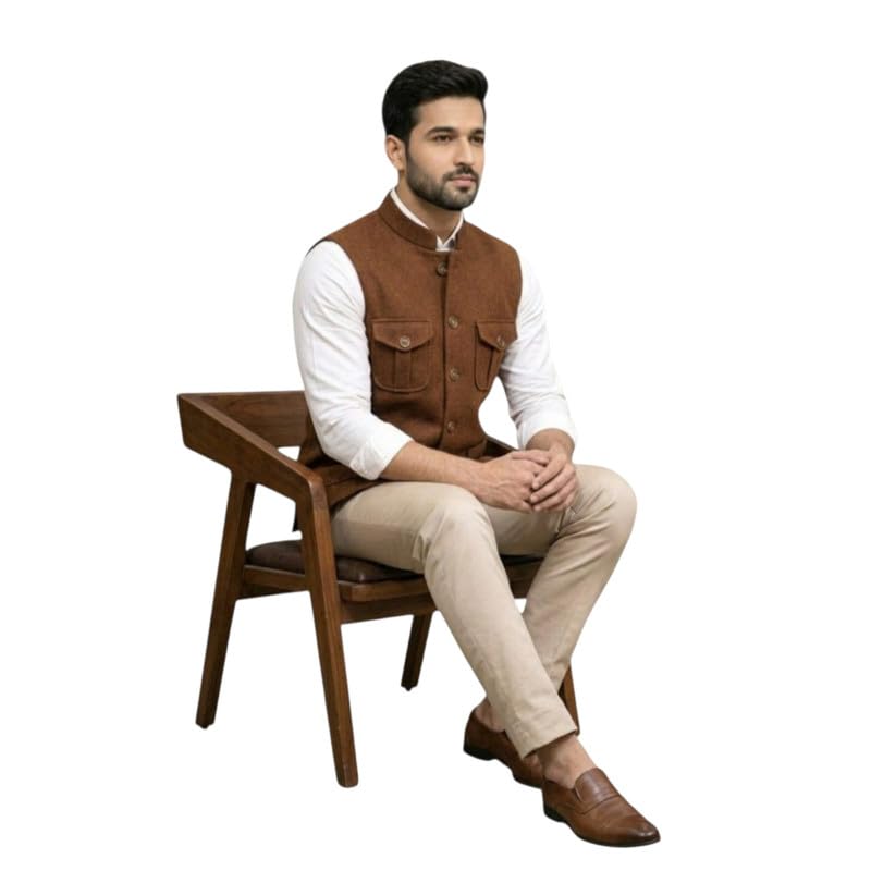 GLONEX Men's Nehru Jacket Waistcoat - Image 4