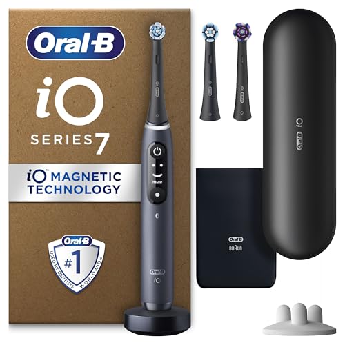 Oral-B iO7 Electric Toothbrushes For Adults, App Connected Handle, 3 Toothbrush Heads, Travel Case &...