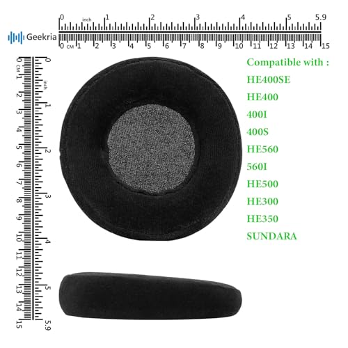 Geekria Almohadillas de Repuesto de Velour Comfort para Hifiman HE 400SE/400/400I/400S/560/560I/500/300/350, Almohadillas para Auriculares SUNDARA, Piezas de Reparación (Negro) miniatura 6