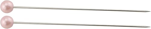 Miniatura 10 de HJ Garden 1 caja de 100 piezas de agujas de 0.236 x 2.394 pulgadas, alfileres de cabeza de perla, alfileres rectos para coser manualidades,